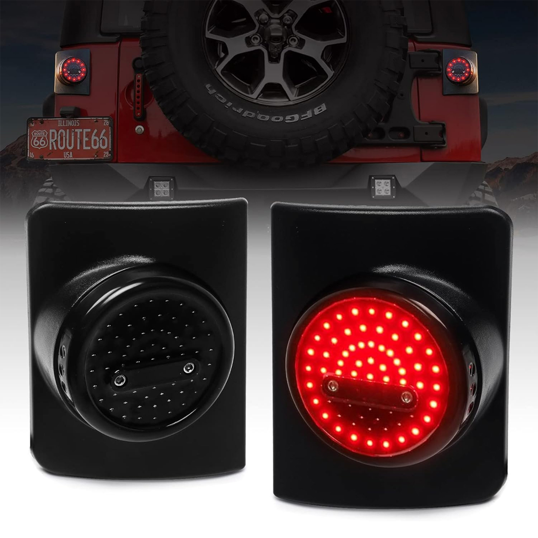 LED Round Tail Light Brake Light Turn Signal Reverse Light For Jeep Wrangler Unlimited JK 4 Door Led Taillight(2 pcs)