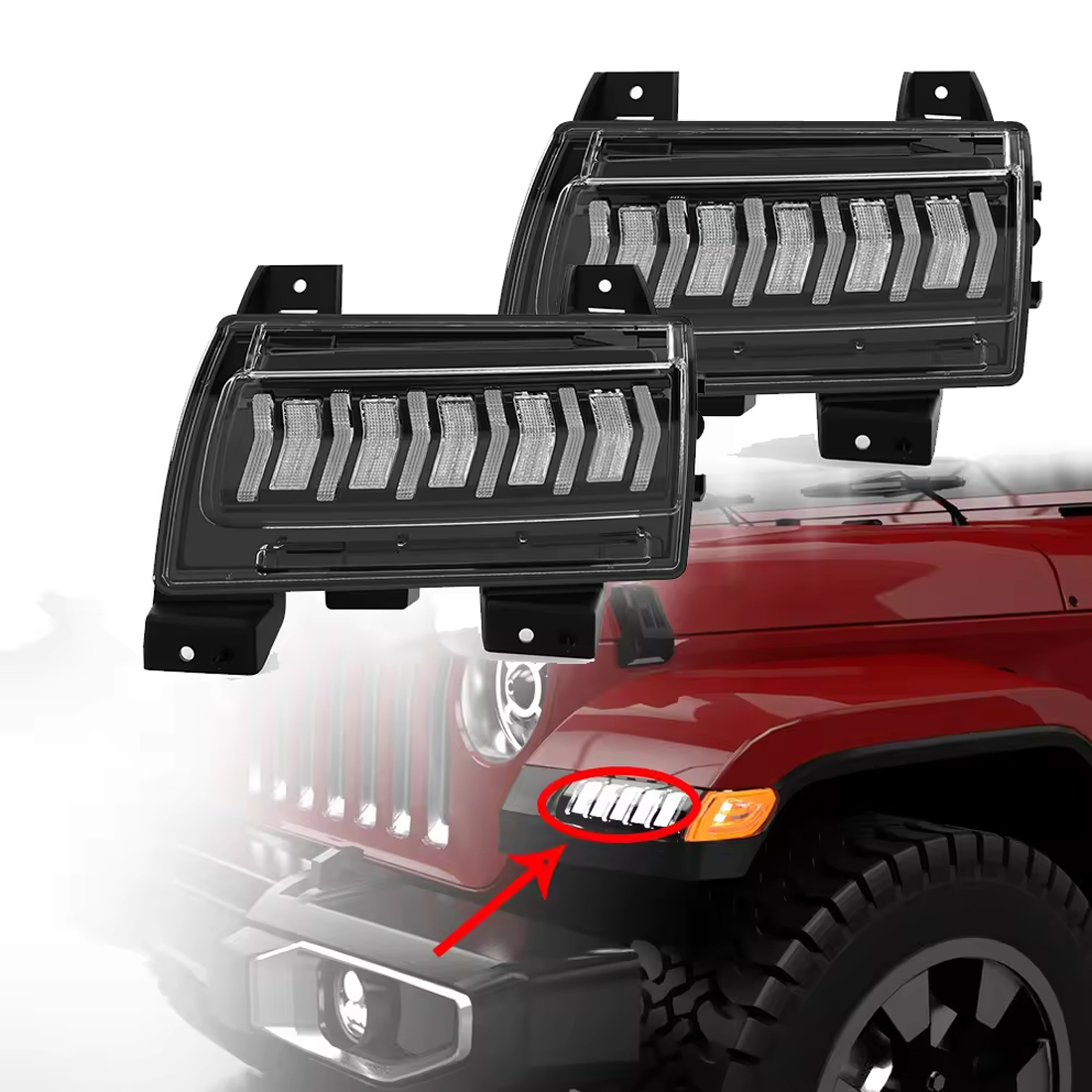 Sequential Led Fender light for jeep Gladiator JT JL Sport/Sport S accessories car led Turn Signal lights Daytime running Light
