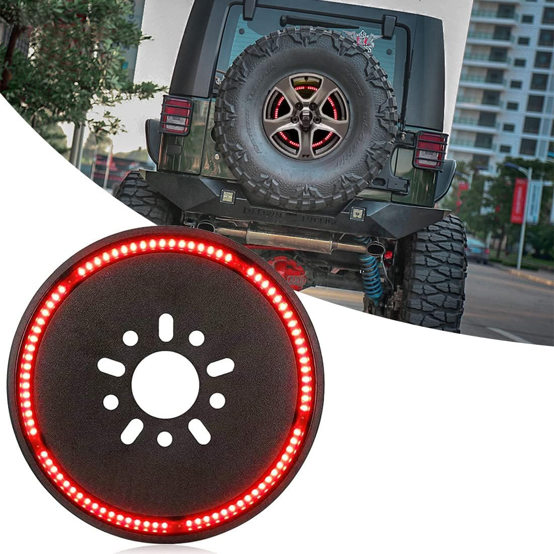 Spare Tire Brake Light, Back Tire Light, Third Brake Light, Rear Wheel Lights Tail Light, Compatible for Jeep Wrangler JL JK 2007-2018 2018-2019 1987-2021 JKU JLU, Red Light