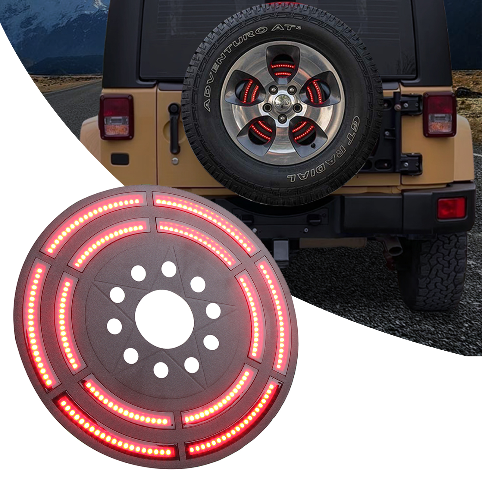 Spare Tire Brake Light LED Rear Brake Light, Rear Wheel Light, Third Rear Lamp Compatible with 2007-2018 Jeep Wrangler JK & 2018+ Jeep Wrangler JL/JLU