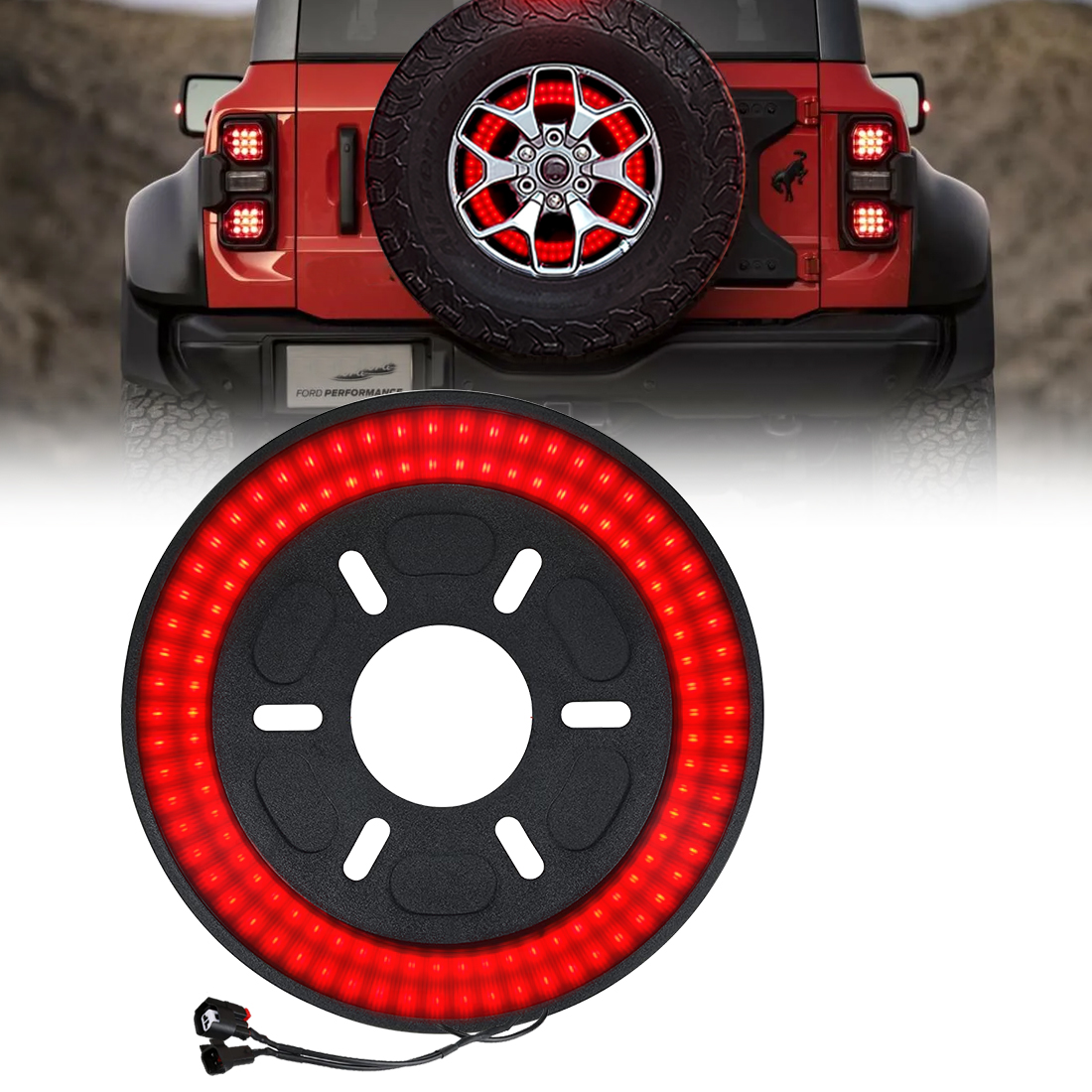 Spare Tire Brake Light for Bronco（Plug and Play） Double LED Rear Wheel Light 3rd Tail Wheel Lights,Ultra Bright 150pcs LED Compatible with 2021 2022 2023 Ford Bronco