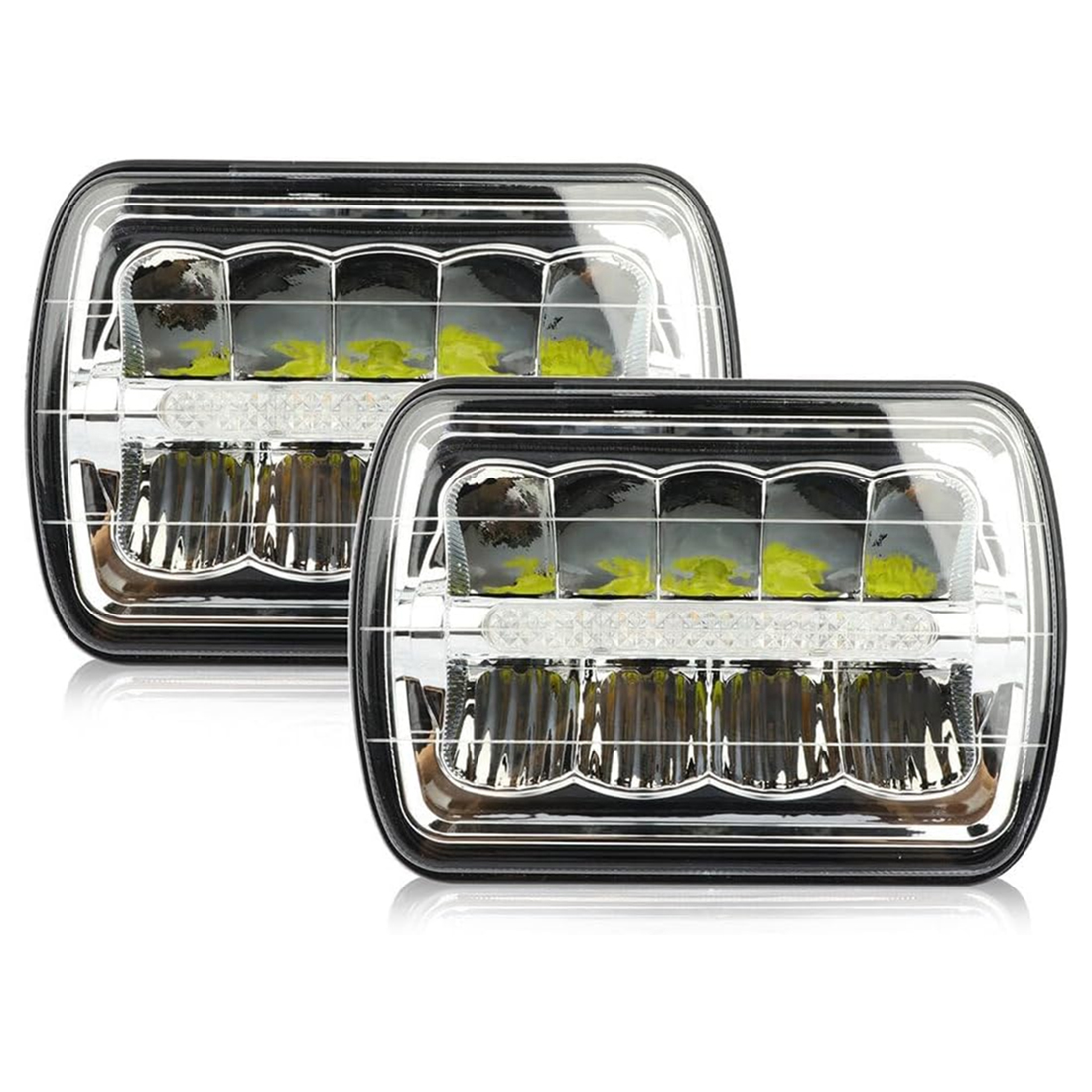 2PCS LED Headlights with DRL Turn Singal white&amber For Jeep Wrangler 1997-2001 For Nissan 200SX 1985-1988 For Nissan 240SX 1989-1994 For Nissan Pickup 1995-1997 For Nissan Pulsar NX 1988-1990