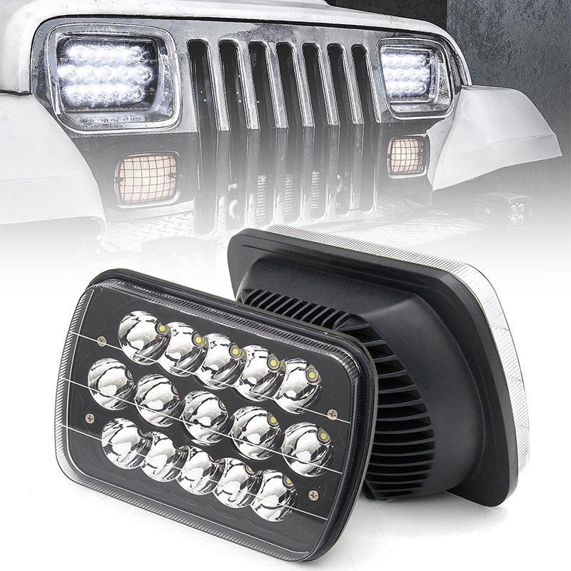5x7 LED Headlights H6054 H5054 Black [Low/High Sealed Beam] For JEEP Wrangler YJ Cherokee XJ Pickup Truck Van Chevy GMC Ford Toyota Nissan Buick Dodge Plymouth Chevrolet