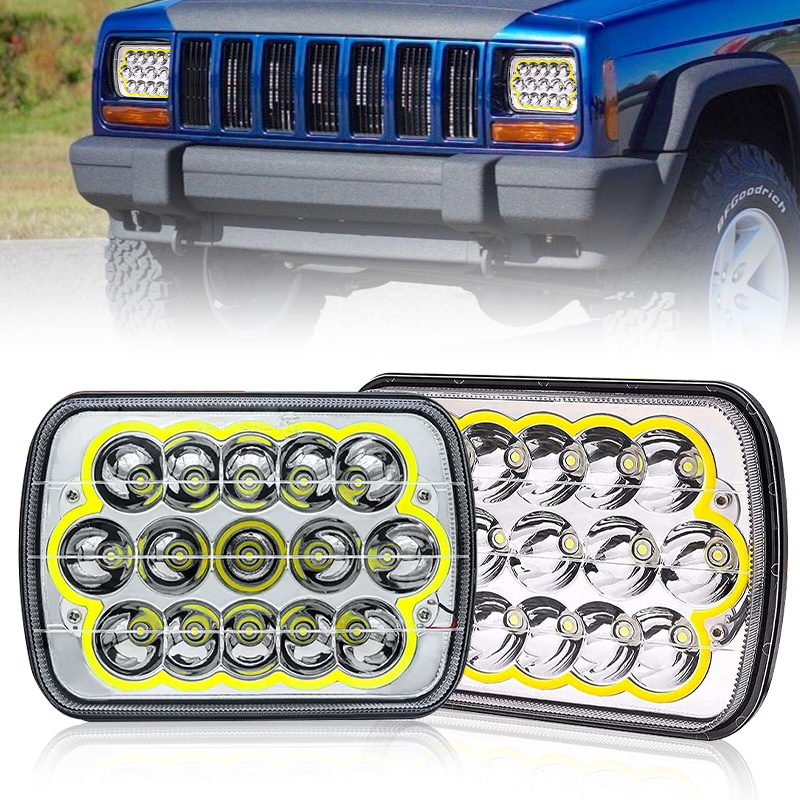 5x7 Inch LED Headlights High/Low Beam Square Headlamp for Jeep Cherokee Off-road Truck Replace H6054 H5054 H6014 H6052 6053