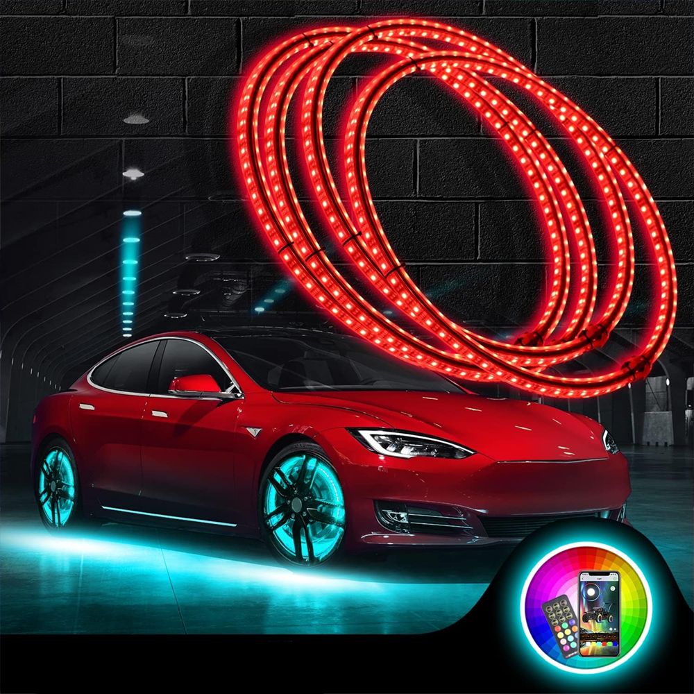 Car Tire 15.5inch Led Rgbw Blue Wheel Ring Light Set Truck  Rgb Led Wheel Lights for Car Wheel
