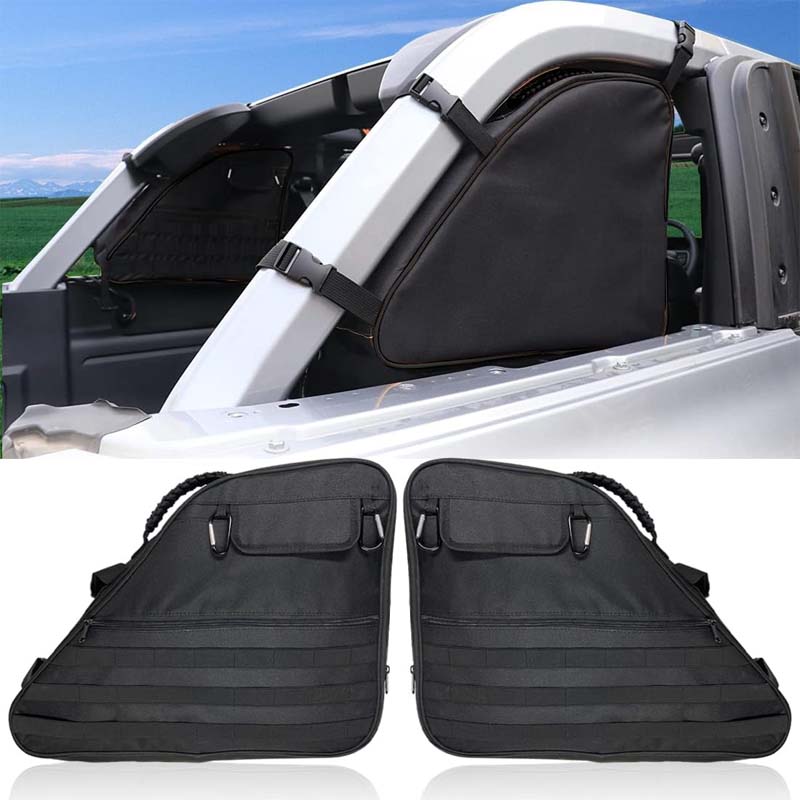 Roll Bar Storage Bag Cargo Carriers Accessories with Accessories Organizer Cargo Bag Saddlebag Tool Kit Bag for 2021 2022 2023 Ford Bronco 4 Door Black Color