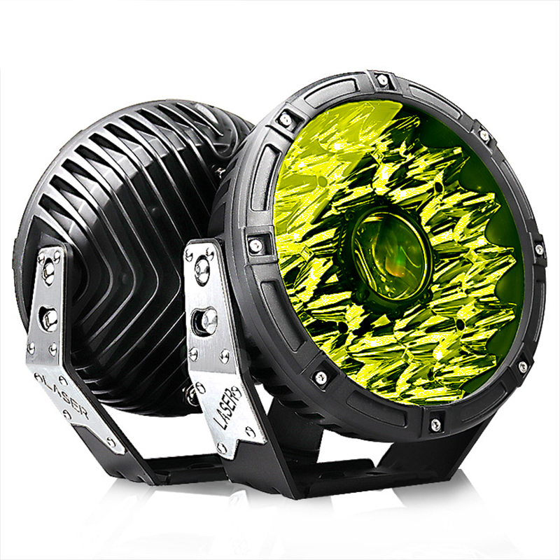 120W high-power 7-inch circular off-road driving LED light brightness off-road vehicle point light source LED driving assistance light - yellow light