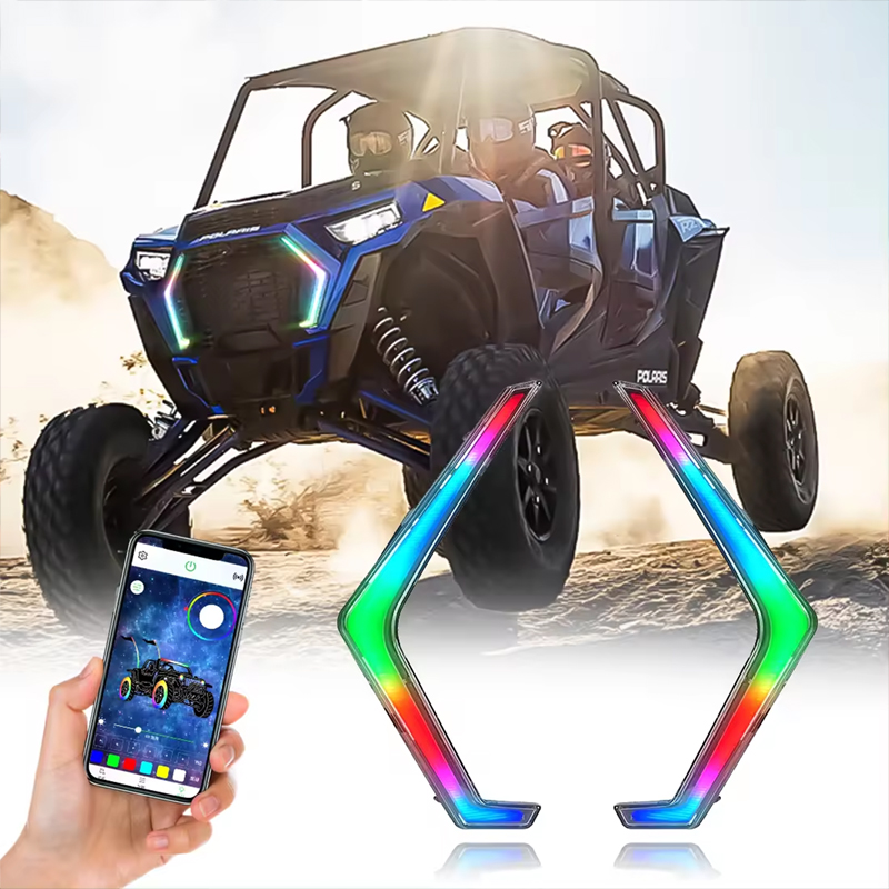 Custom utv rzr rgb led fang accent running signal turning light chasing color smart rgb led turn signal light for Polaris RZR