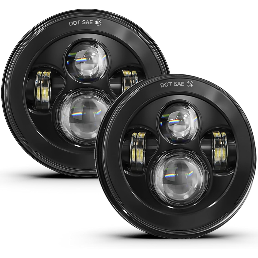 2pcs Projector 7 Inch LED Headlights Hi/Lo Beam DOT Approved 7’’ Round Headlight H6024 LED Headlight Compatible with Jeep Wrangler JK CJ TJ Compatible with Miata Compatible with Chevy S2
