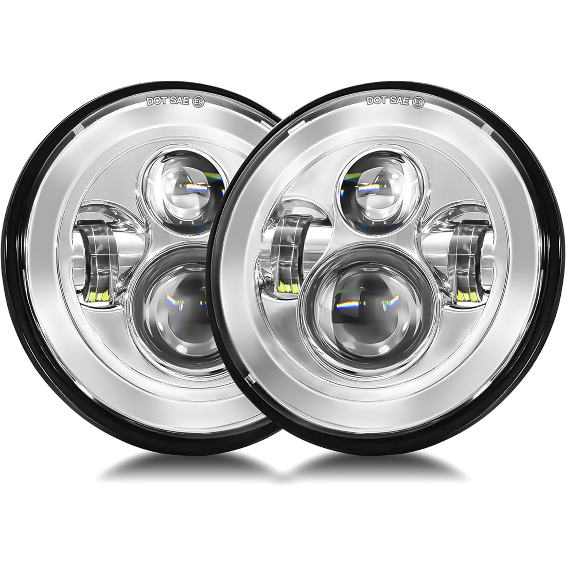 2pcs Projector 7 Inch LED Headlight Hi/Lo Beam Chrome DOT Approved 7’’ Round H6024 LED Headlight Compatible with Jeep Wrangler JK CJ TJ Compatible with Miata Compatible with Chevy SC2