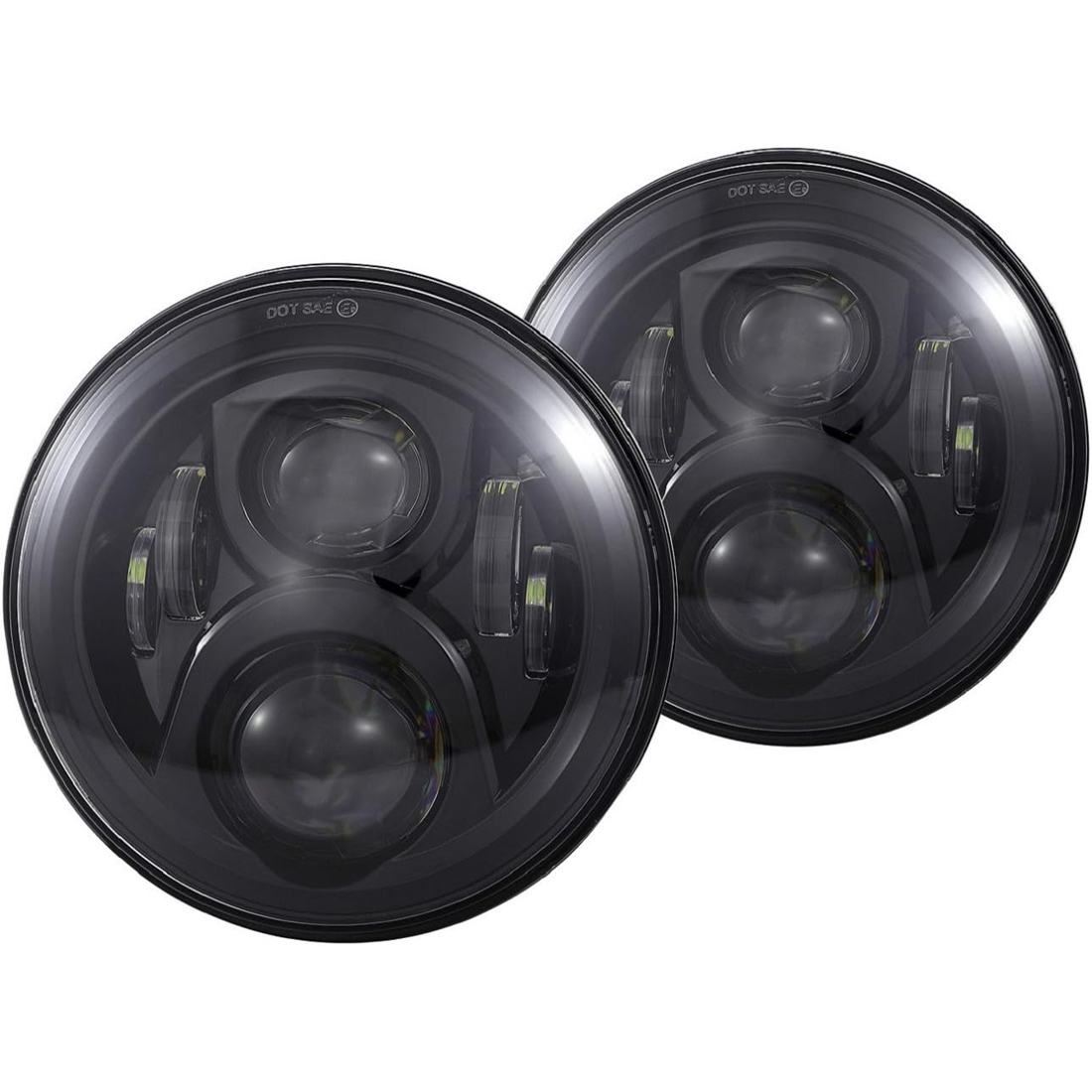 7 Inch Round Headlights Compatible with Wrangler JK TJ CJ Hummber H1 H2, H6024 Sealed Beam Headlamps 2Pcs with H4-H13 Adapter