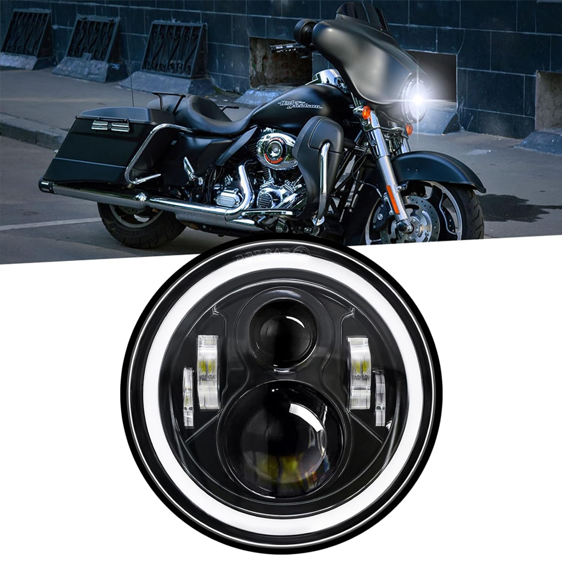 7 Inch Round Headlights Compatible with Wrangler JK TJ CJ Hummber H1 H2, H6024 Amber Halo Turn Signal White DRL Sealed Beam Headlamps 2Pcs with H4-H13 Adapter