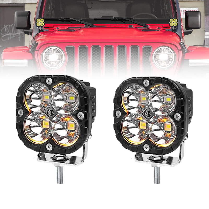 Custom 40W 3.5 Inch Offroad LED Work Light Amber Spotlight LED Light Cube Pods Daytime Running LED DRL Fog Lights for ATV 4X4WD