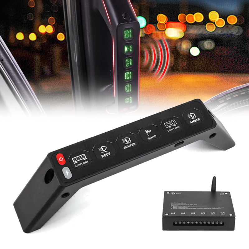 Grab Handle Switch Panel Compatible with Jeep Wrangler JL 2018-2023 and Gladiator 2020-2023, Aluminum Wireless 6 Gang Switch Panel
