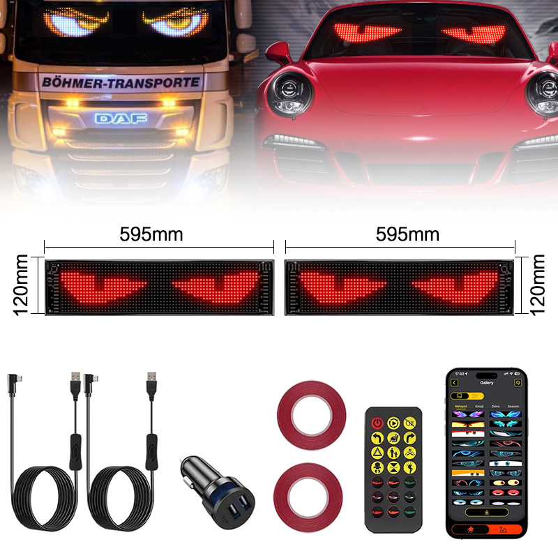 DIY Dynamic Programmable Led Windshield Eyes Devil Eyes Light Sign Led Eyes Animated Led matrix Pixel Panel for Cars Truck
