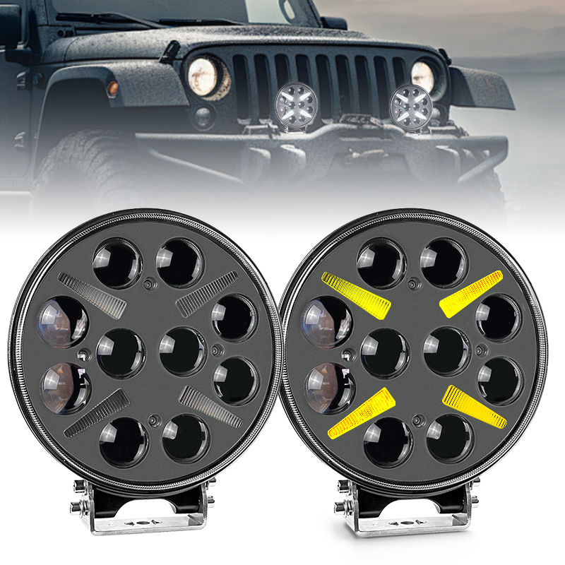 Wholesale 7 Inch 60W White Amber DRL Spot Light for Car Truck, 12V 24V 7 Inch Car Truck Driving Lights LED Work Light With Cover