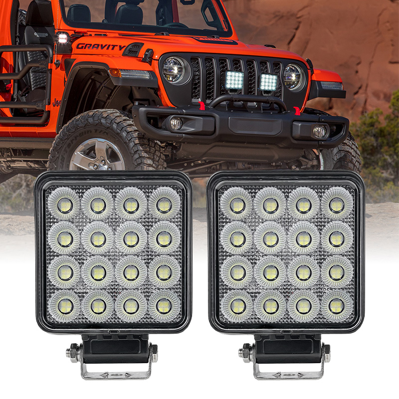 12V 24V 4 Inch 64W 5760LM Led Work Light with Durable Polycarbonate Lens Work Led Light for Building Industry