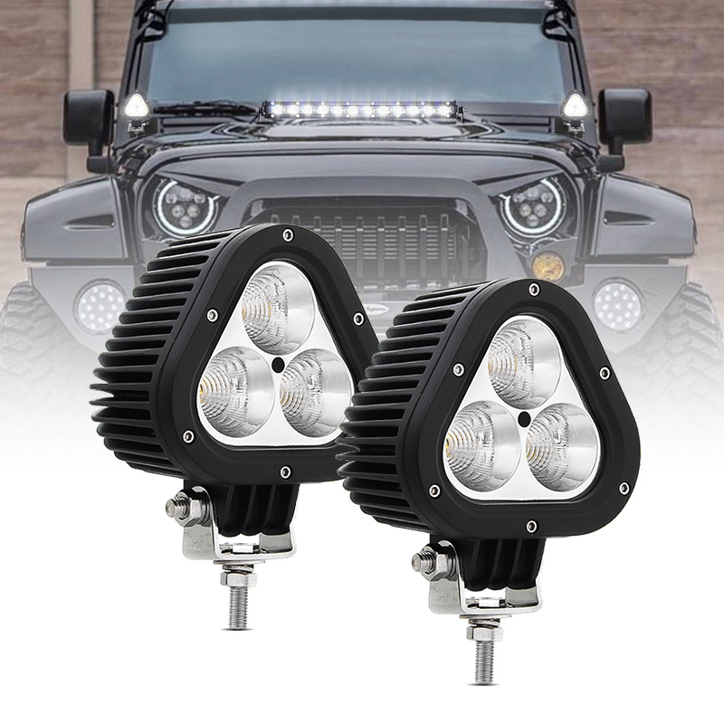 Hot Selling 12V 24V 45W White Triangular Lens LED Work Light Trailer Fog Driving Light Pod Light for Truck SUV ATV