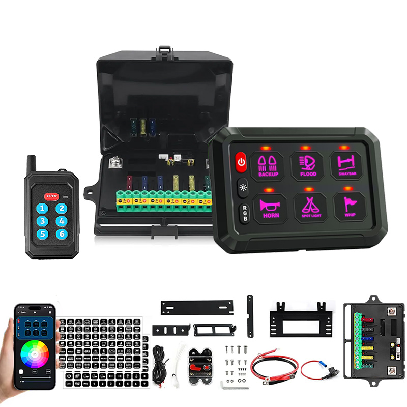 High Quality Car Touch Switch Box 6 Gang Switch Panel Circuit Control System Box with Remote Contro