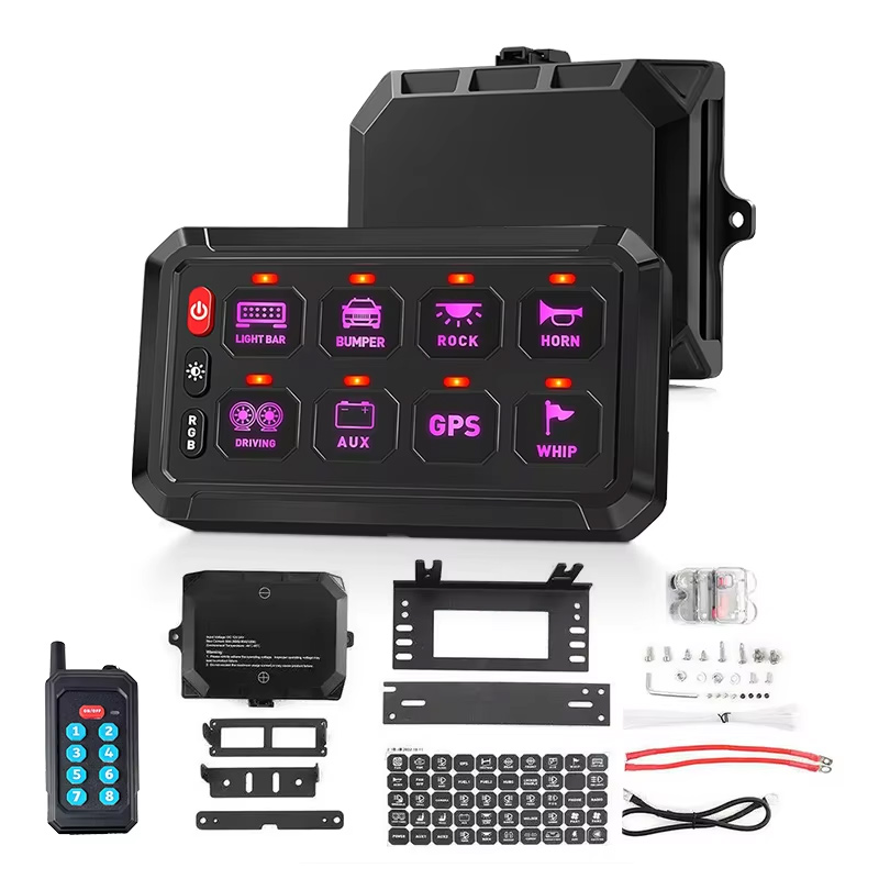 New Arrivals 12v 24v Off-road Led Panel Circuit Control Box Switches 8 Gang Switch Panel for Marine Suv Utv Truck 4x4