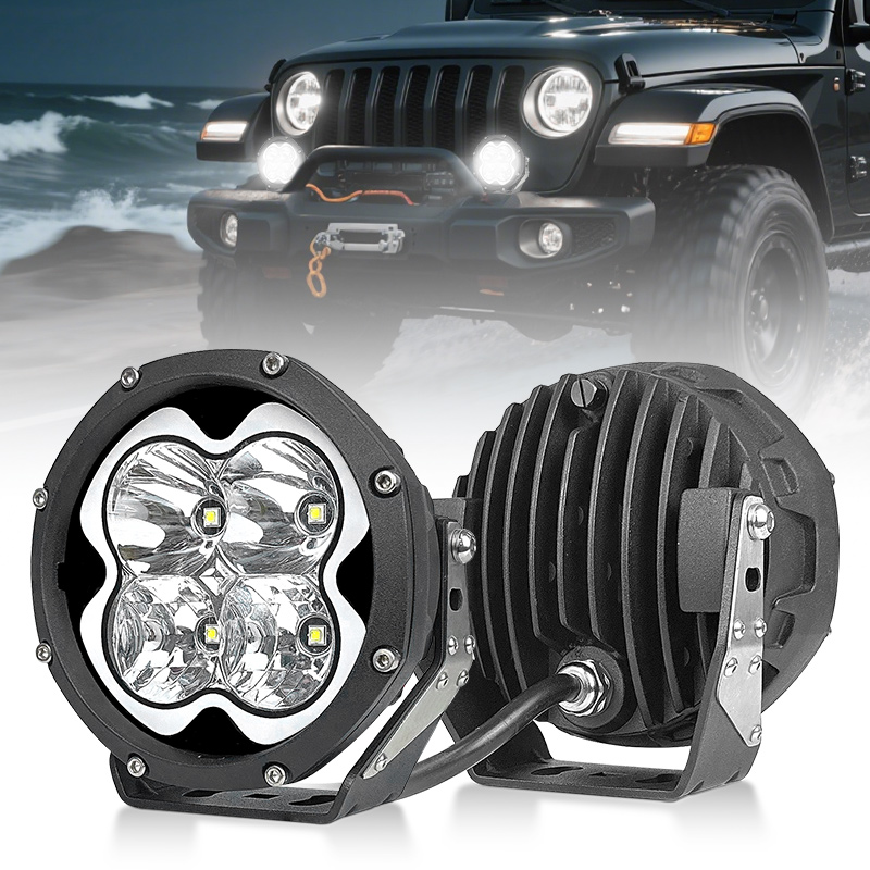5 Inch 100W 12V Led White Headlight Amber 4x4 Fog White Ditch Light Off-road Lighting LED Driving Spot Light for Yellow Car Jeep