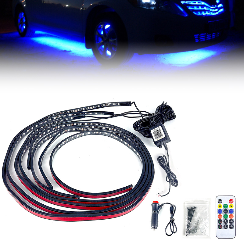 Universal 4-piece RGB Dream Chasing Active Function Music Mode LED Underbody Neon Lights Car 7-Color Monochrome Dim Light Kit