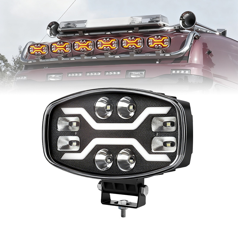 In Stock 12V 24V 10 Inch 80W Oval White Amber Position Truck Led Lights Truck Work Lights10 Inch Driving Light for Truck Car