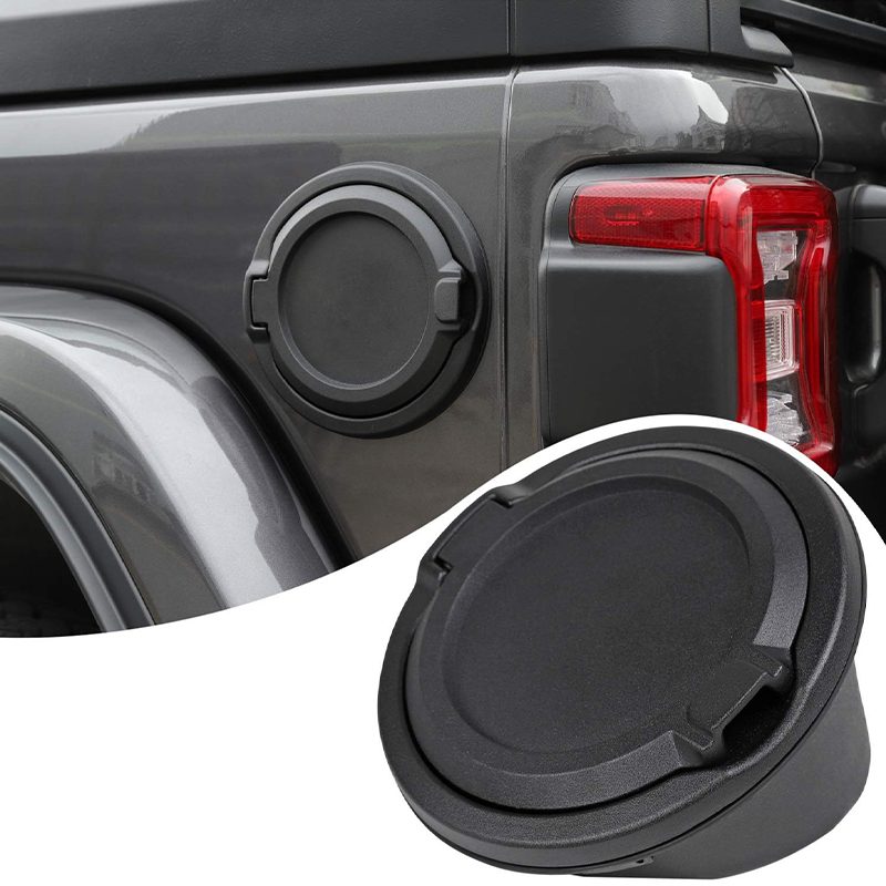 Gas Cap Cover, Fuel Tank Door Compatible with 2018-2024 Jeep Wrangler JL JLU 4xe 2/4 Door, ABS + Aluminum Alloy Construction, Exterior Accessories, Black