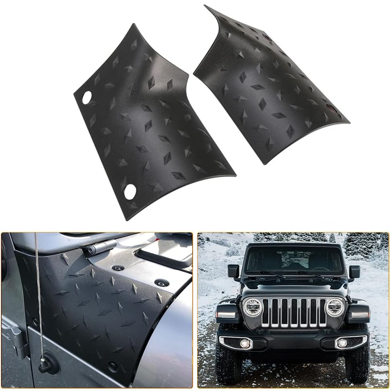 Wrangler JL Hood Cowl Cover, Body Armor for Jeep Wrangler JL JLU Gladiator JT 2018 2019 2020 2021 2022 2023 2024 Black Exterior Accessories 2pcs
