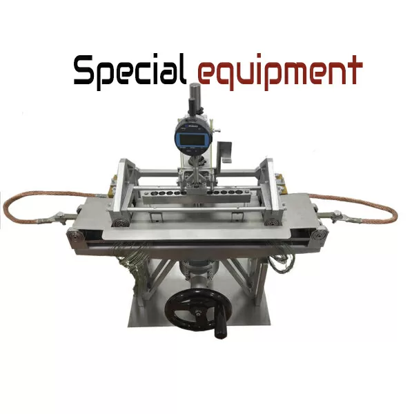 1.Temperature regulated curing furnace TRCF-0500-*
2.Сapacitive discharge welding tool CDWT-6001
3.Micro spot welder SW-03
4.Tool for reproducing of deformations at high temperatures
5.Tuning fork calibration device TFGD-4001
