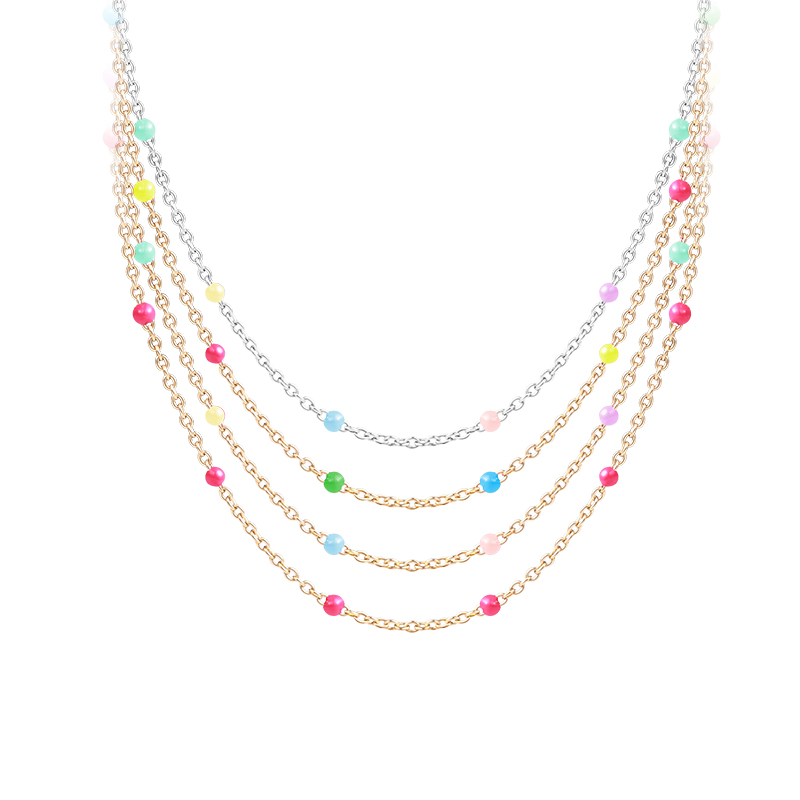 Mixx925银彩色珐琅多巴胺彩虹项链