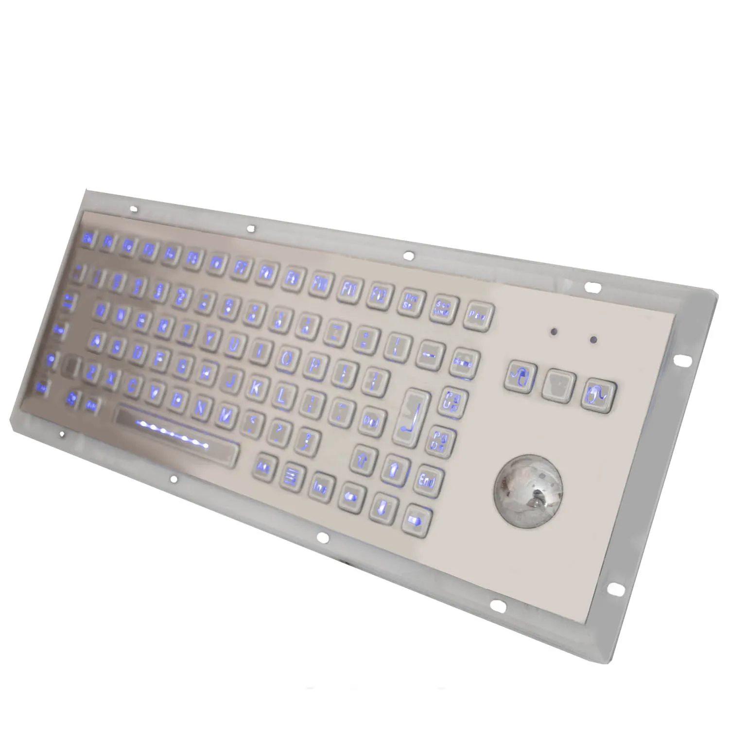 Rugged panel mount keyboard WITH TRACKBALL KB-000-NW0S0T3 embedded
