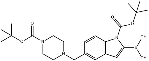 1H-Indole-1-carboxylic acid, 2-borono-5-[[4-[(1,1-dimethylethoxy)carbonyl]-1-piperazinyl]methyl]-, 1-(1,1-dimethylethyl) ester