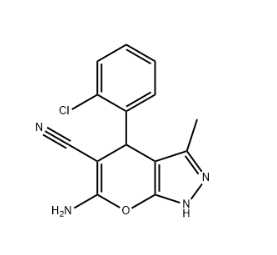 6-amino-4-(2-chlorophenyl)-3-methyl-2,4-dihydropyrano[2,3-c]pyrazole-5-carbonitrile