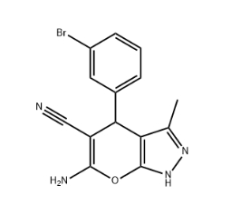 6-amino-4-(3-bromophenyl)-3-methyl-1,4-dihydropyrano[2,3-c]pyrazole-5-carbonitrile