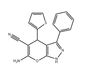 6-amino-3-phenyl-4-(thiophen-2-yl)-1,4-dihydropyrano[2,3-c]pyrazole-5-carbonitrile