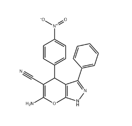 6-amino-4-{4-nitrophenyl}-3-phenyl-1,4-dihydropyrano[2,3-c]pyrazole-5-carbonitrile