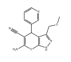 6-amino-3-(methoxymethyl)-4-(3-pyridinyl)-1,4-dihydropyrano[2,3-c]pyrazole-5-carbonitrile