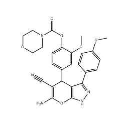 4-(6-amino-5-cyano-3-(4-methoxyphenyl)-1,4-dihydropyrano[2,3-c]pyrazol-4-yl)-2-methoxyphenyl morpholine-4-carboxylate