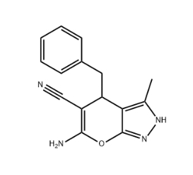 6-amino-4-benzyl-3-methyl-2,4-dihydropyrano[2,3-c]pyrazole-5-carbonitrile