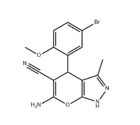 6-amino-4-(5-bromo-2-methoxyphenyl)-3-methyl-2,4-dihydropyrano[2,3-c]pyrazole-5-carbonitrile