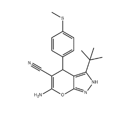 6-amino-3-tert-butyl-4-[4-(methylsulfanyl)phenyl]-2H,4H-pyrano[2,3-c]pyrazole-5-carbonitrile