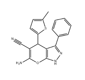 6-amino-4-(5-methyl-2-thienyl)-3-phenyl-1,4-dihydropyrano[2,3-c]pyrazole-5-carbonitrile