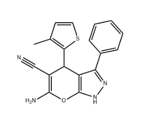 6-amino-4-(3-methyl-2-thienyl)-3-phenyl-1,4-dihydropyrano[2,3-c]pyrazole-5-carbonitrile