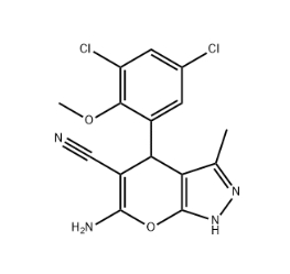 6-amino-4-(3,5-dichloro-2-methoxyphenyl)-3-methyl-2,4-dihydropyrano[2,3-c]pyrazole-5-carbonitrile