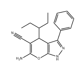 6-amino-4-(pentan-3-yl)-3-phenyl-1,4-dihydropyrano[2,3-c]pyrazole-5-carbonitrile