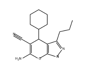 Pyrano[2,3-c]pyrazole-5-carbonitrile, 6-amino-4-cyclohexyl-1,4-dihydro-3-propyl-