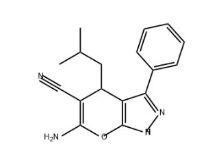 Pyrano[2,3-c]pyrazole-5-carbonitrile, 6-amino-1,4-dihydro-4-(2-methylpropyl)-3-phenyl-