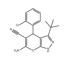 6-AMINO-3-TERT-BU-4-(2-CL-PH)-1,4-DIHYDROPYRANO(2,3-C)PYRAZOLE-5-CARBONITRILE