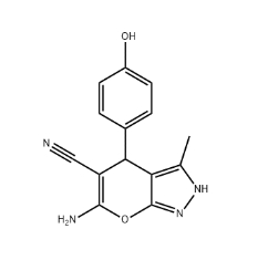 Pyrano[2,3-c]pyrazole-5-carbonitrile, 6-amino-2,4-dihydro-4-(4-hydroxyphenyl)-3-methyl-